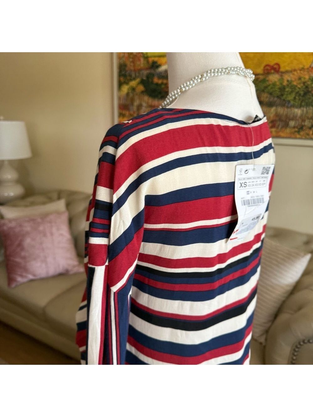 ZARA Striped V-Neck Top - Picture 5 of 13